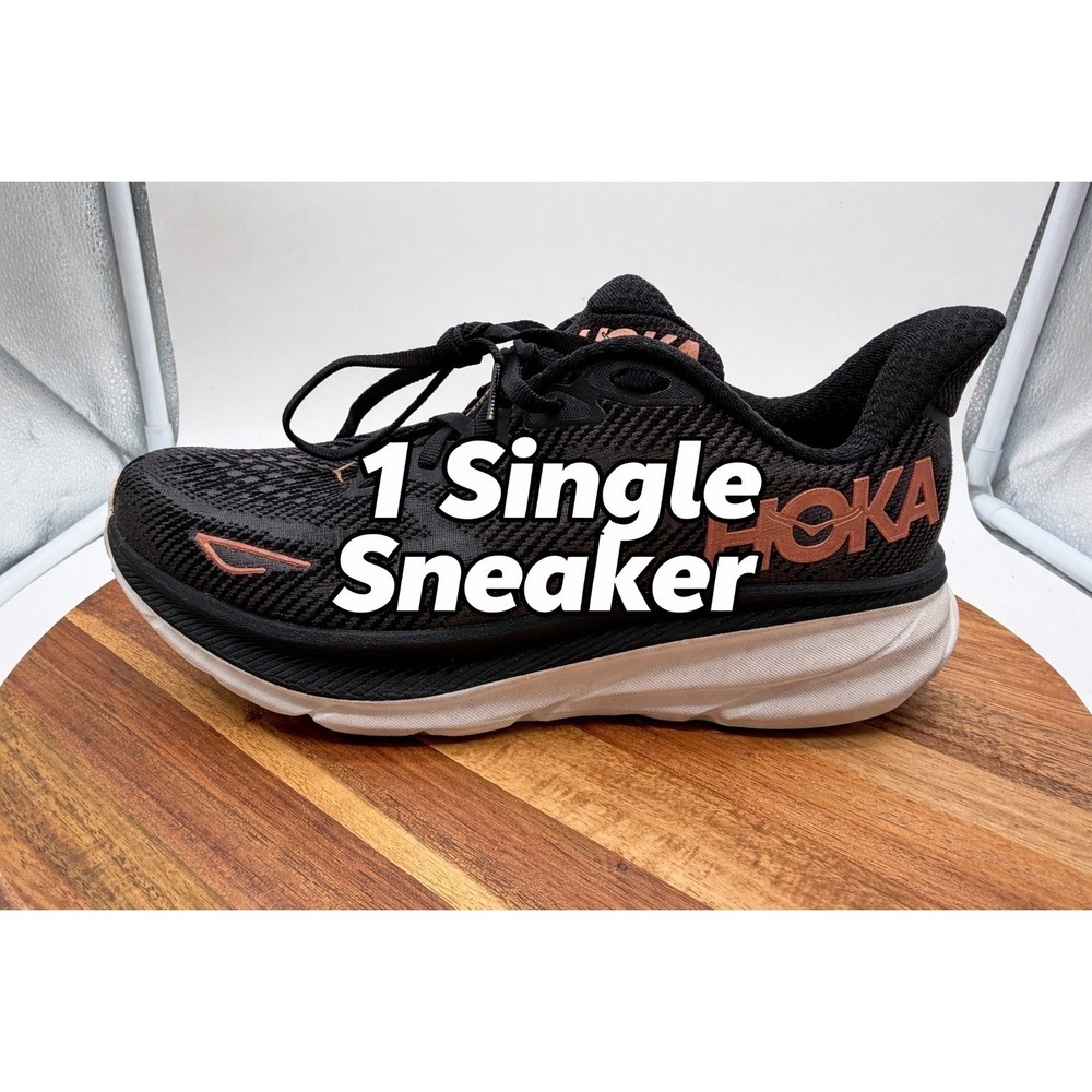 Hoka Clifton 9 Single Left Sneaker Women's Size 7 1/2B Black Rose Gold  0382